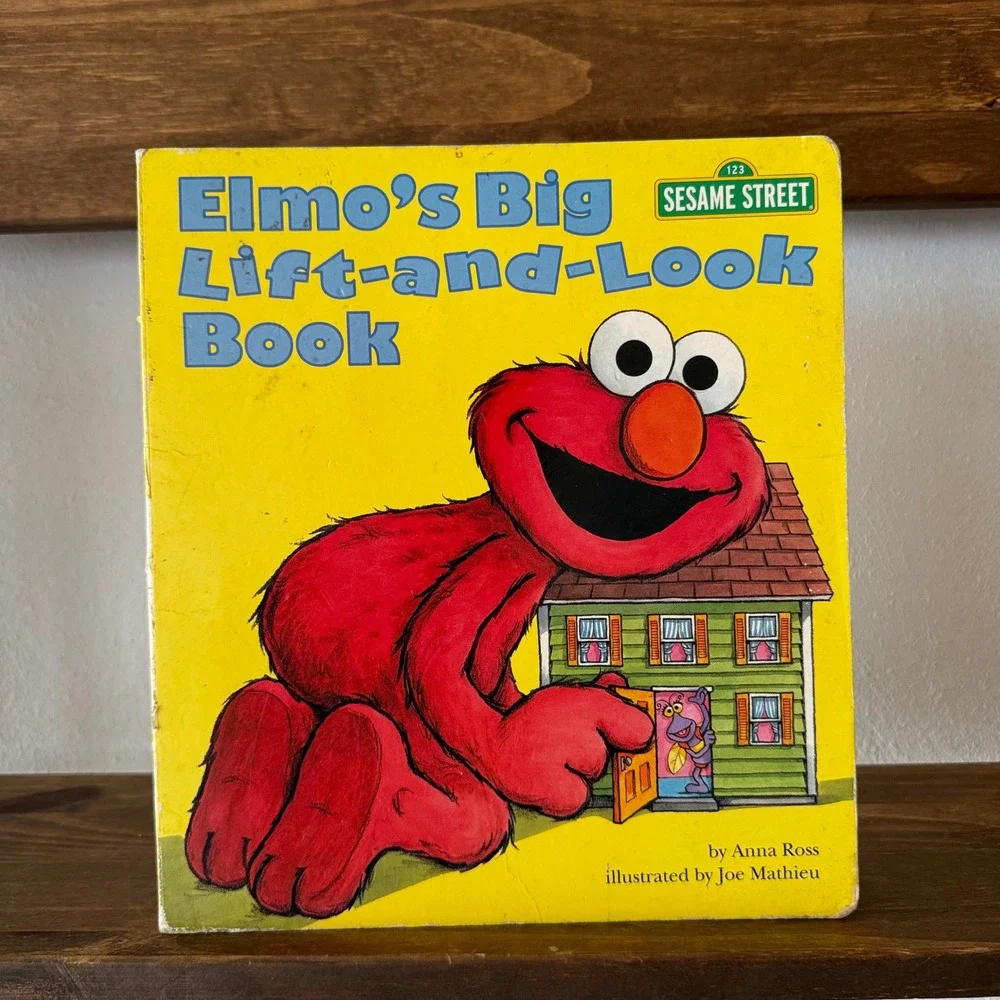 Sesame Street Elmo's Big Lift-and-Look Book 1994 Hardcover 60+ Flaps Complete